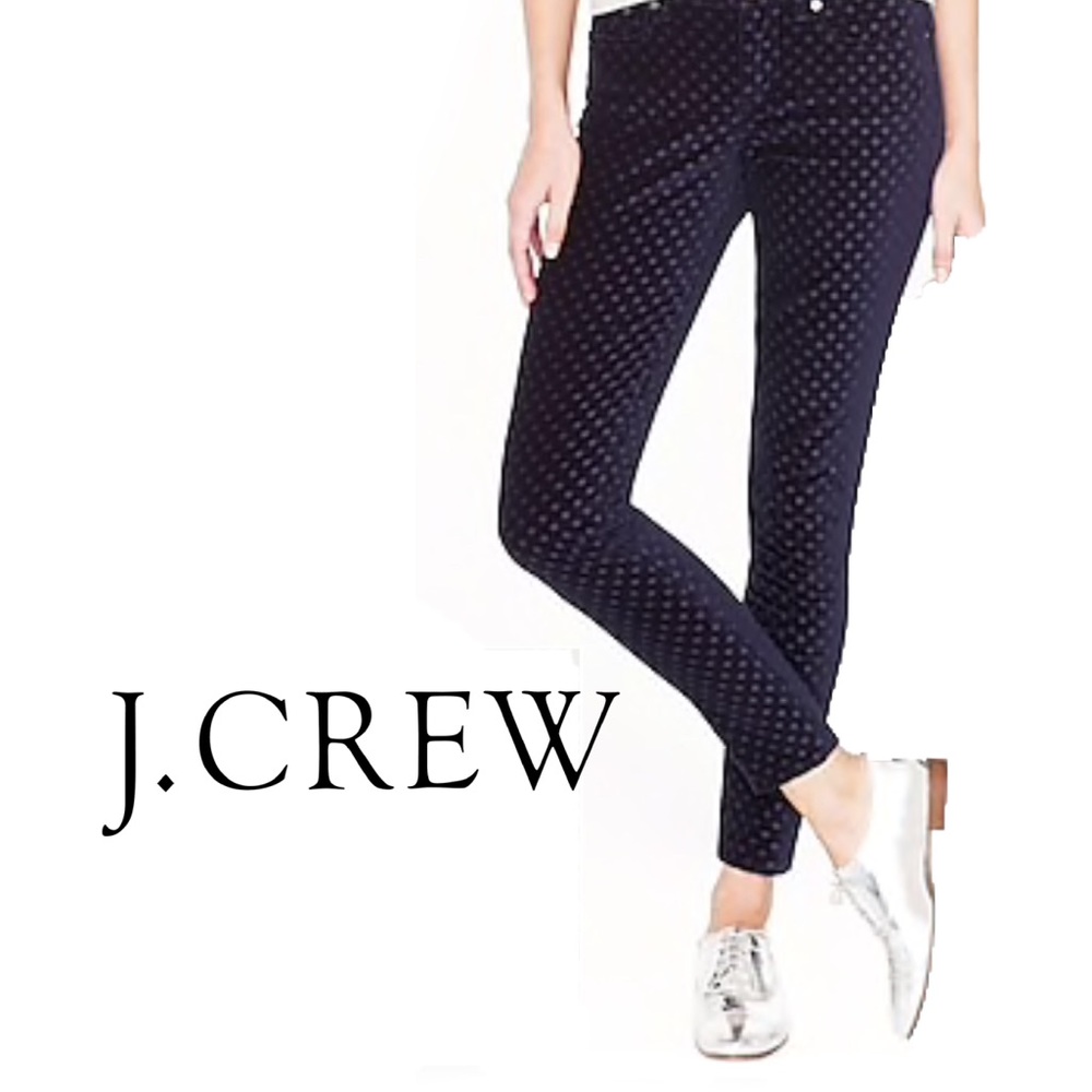 NWT J. CREW Pencil Velvet Dot Pants Jeans